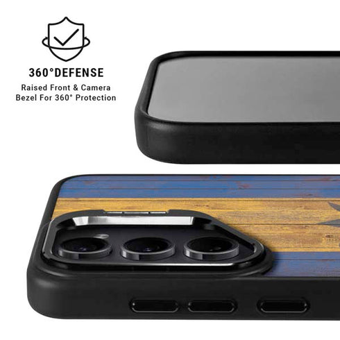 Barbados Flag Dark Wood Galaxy S24 FE Kickstand Case